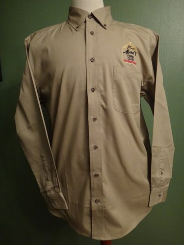 Mens Long-Sleeve Khaki Button Down